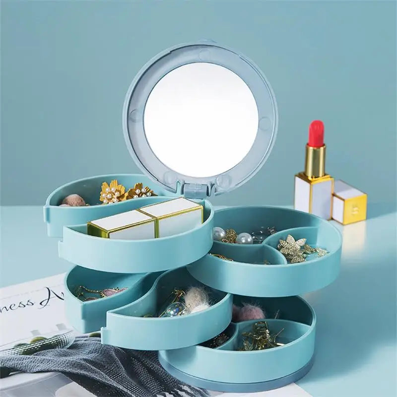 1pc Blue/Pink Jewelry Stand Holder Display Tray Jewelry Storage Box Multilayer Rotating Plastic Stand Earring Ring Box Cosmetics by Passport Outfitters