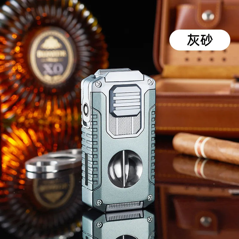 Portable Multi-function Jet Lighter with V-shaped Cigar Cutter Cigar Cigarette Holder Men's Cigarette Lighter, Gentleman's Taste by Passport Outfitters