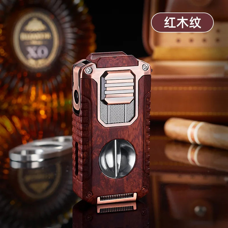 Portable Multi-function Jet Lighter with V-shaped Cigar Cutter Cigar Cigarette Holder Men's Cigarette Lighter, Gentleman's Taste by Passport Outfitters