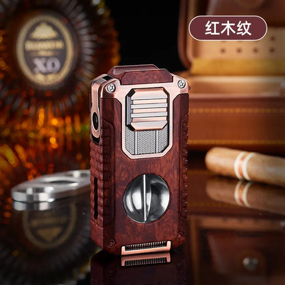 Portable Multi-function Jet Lighter with V-shaped Cigar Cutter Cigar Cigarette Holder Men's Cigarette Lighter, Gentleman's Taste by Passport Outfitters