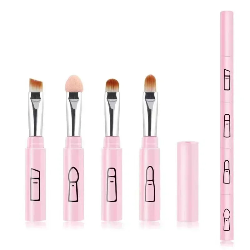 4 IN 1 Multifunctional Makeup Brushes Set Makeup Gadget Detachable Lip Eyeshadow Brush Sponge Eyeshadow Brush for Home Travel by Passport Outfitters