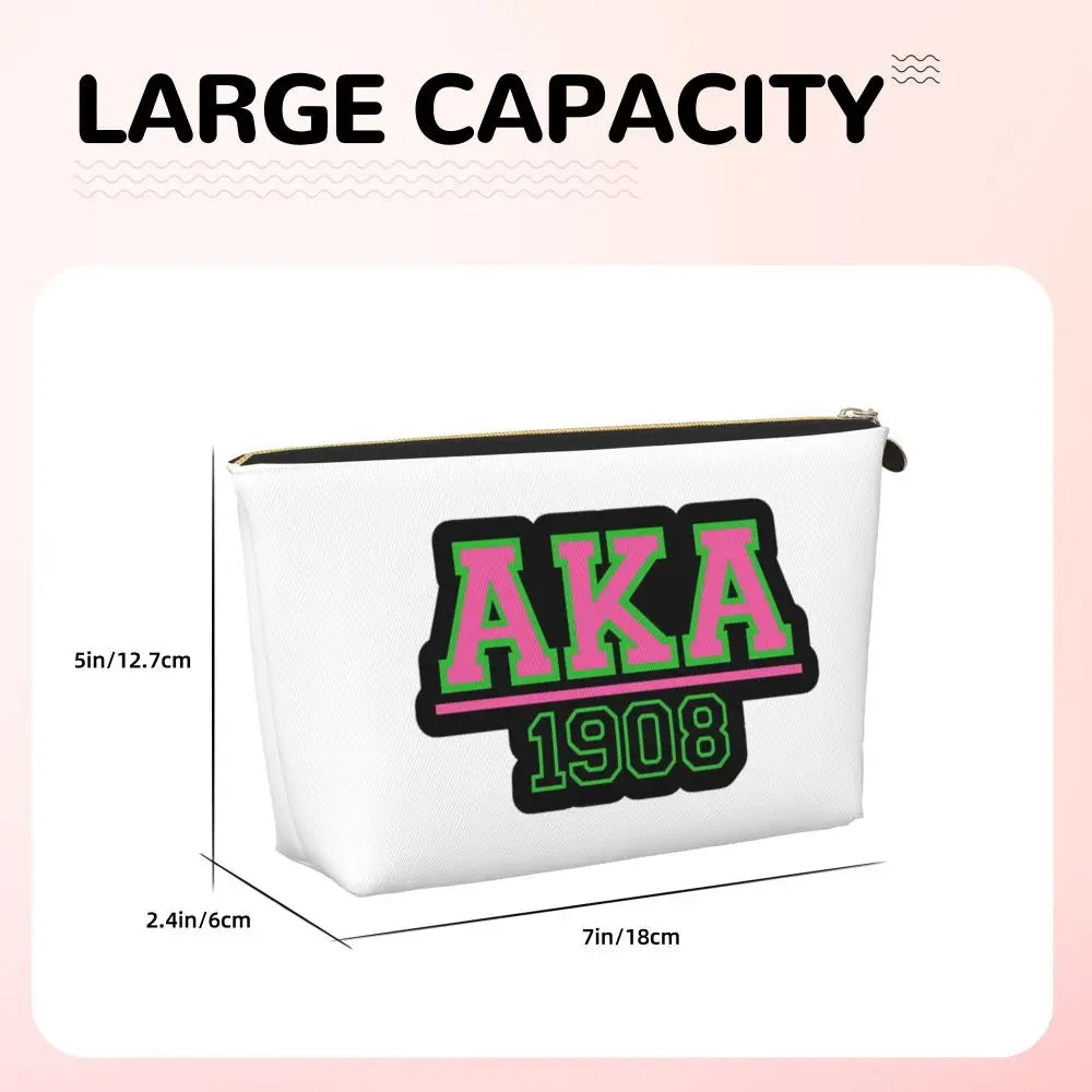 AKA Sorority 5 Women Cosmetic Bag Travel Makeup Organizer Pouch Toiletry Storage Dopp Kit Box by Passport Outfitters