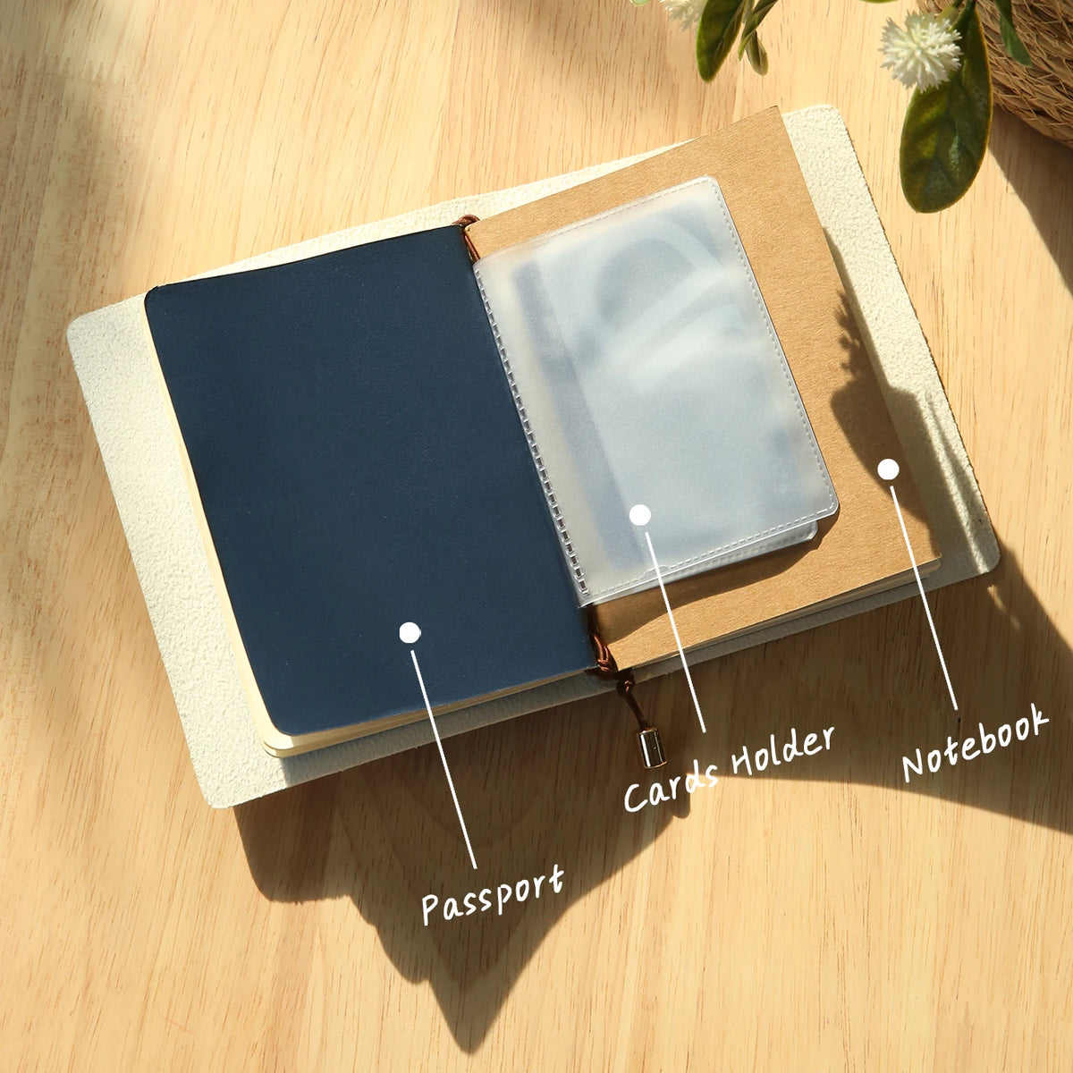 Personalized Leather Passport Holder Custom Name Imprinted Creative Handbook A7 Journal Card Holder Portable Travel Notepad Gift by Passport Outfitters