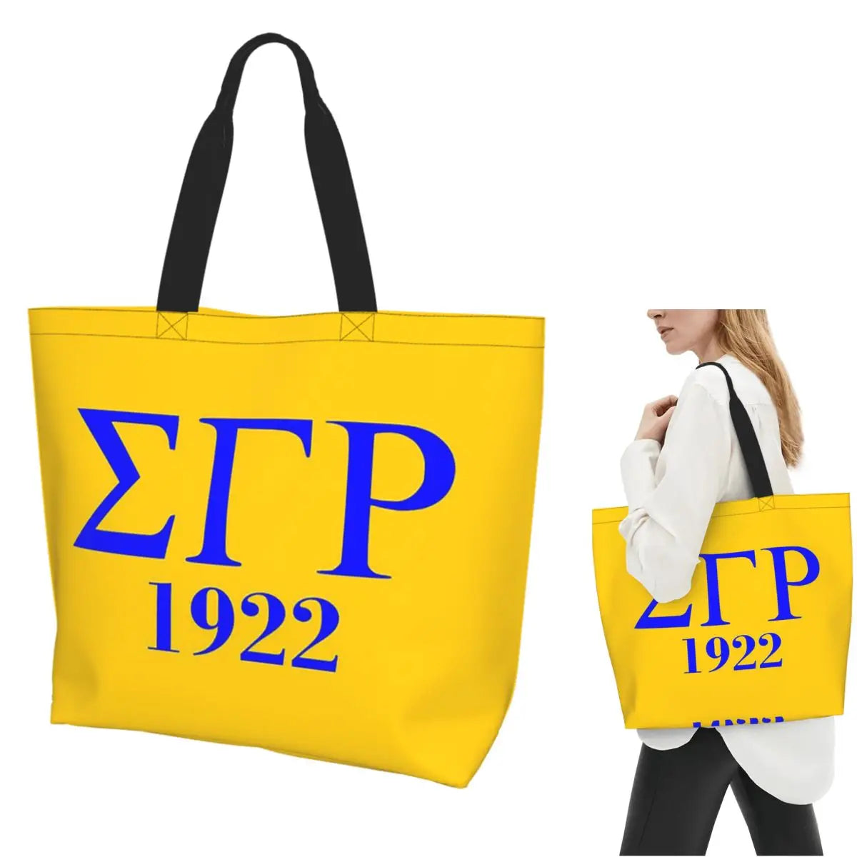 Sigma Gamma Rho 1922 Shopping Tote Bag Canvas Large Capacity Shoulder Bags Shopper Grocery Handbag for Women by Passport Outfitters
