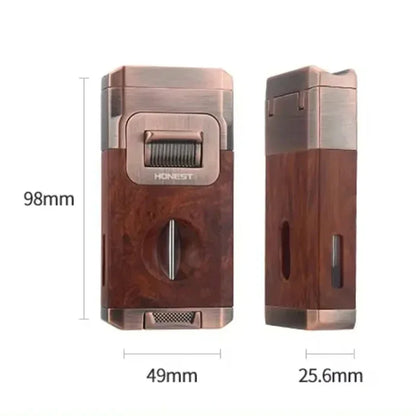 Metal High-end Cigar Lighter with Unique Wind Proof V-shaped Cutting Double Jet Flame Butane Gas Lighter Cigar Accessories by Passport Outfitters