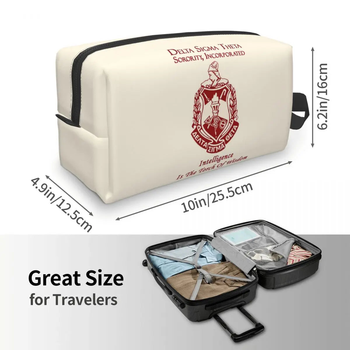 Delta Sigma Theta Sorority Gifts Makeup Bag Cosmetic Organizer Storage Dopp Kit Toiletry Cosmetic Bag for Women Beauty Travel by Passport Outfitters