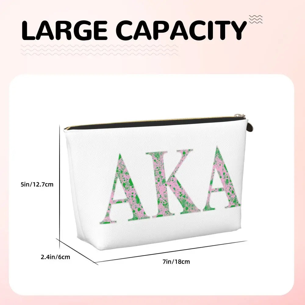 AKA Sorority 5 Women Cosmetic Bag Travel Makeup Organizer Pouch Toiletry Storage Dopp Kit Box by Passport Outfitters