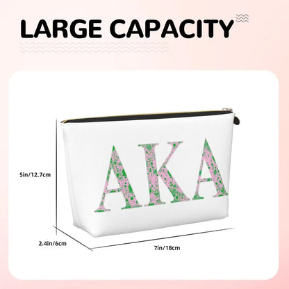 AKA Sorority 5 Women Cosmetic Bag Travel Makeup Organizer Pouch Toiletry Storage Dopp Kit Box by Passport Outfitters