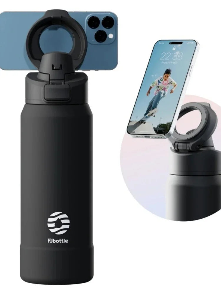 FEIJIAN 710/950ML Stainless Steel Sports Water Bottle with Magnetic Phone Holder Bouncing cover Insulation Cup Magnetic Thermos by Passport Outfitters