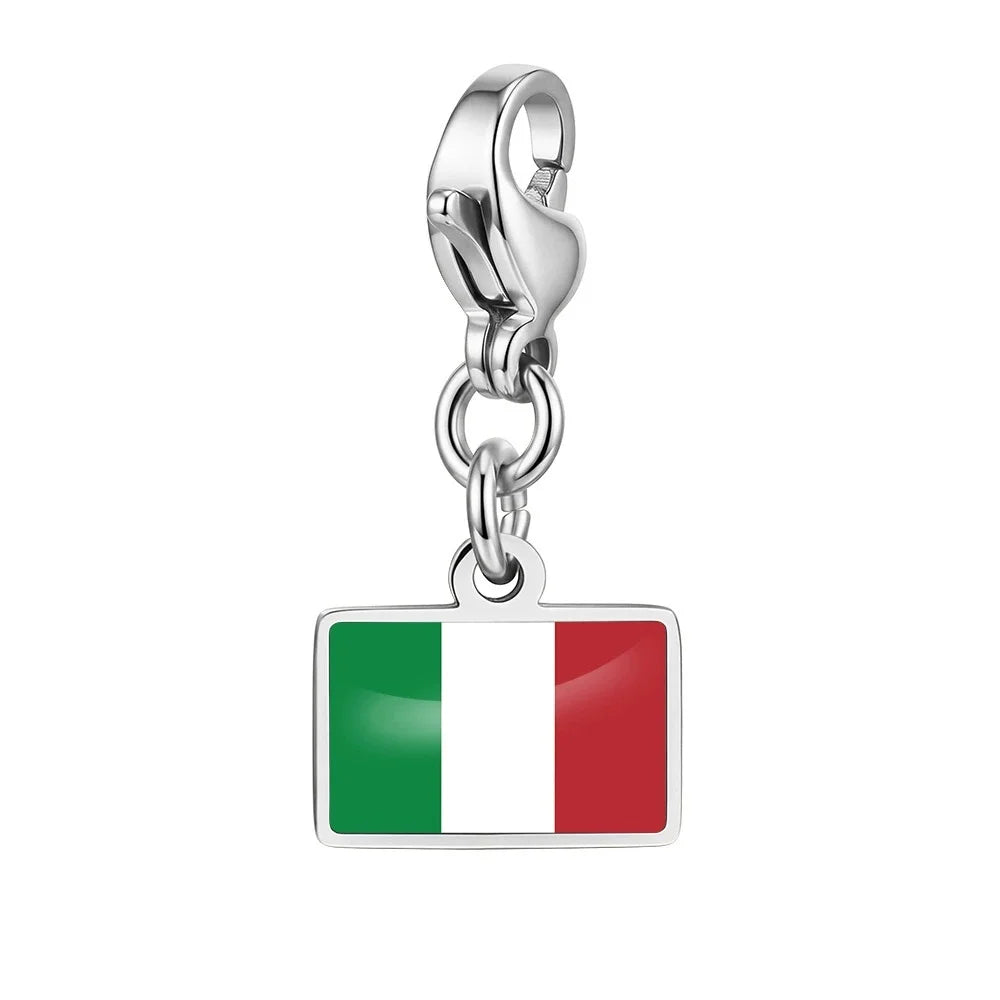 10mm Country Flag Charms Pendant Necklace Bracelet Keychain Bagchain Stainless Steel Jewelry A Commemorative Gift For A Friend by Passport Outfitters