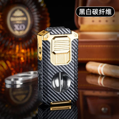 Portable Multi-function Jet Lighter with V-shaped Cigar Cutter Cigar Cigarette Holder Men's Cigarette Lighter, Gentleman's Taste by Passport Outfitters