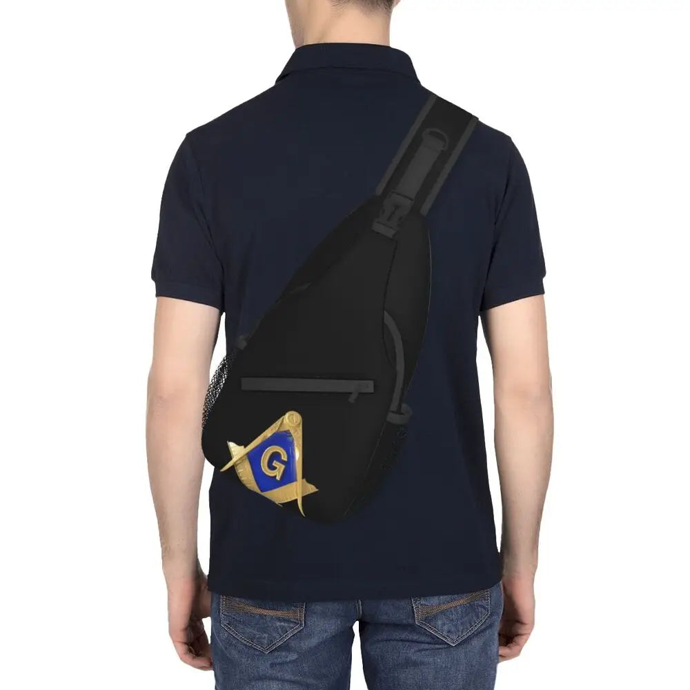 Casual Freemason Sling Bag for Travel Hiking Men Mason Masonic Crossbody Chest Backpack Shoulder Daypack by Passport Outfitters