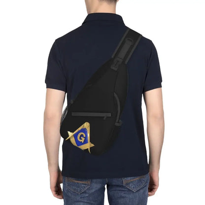 Casual Freemason Sling Bag for Travel Hiking Men Mason Masonic Crossbody Chest Backpack Shoulder Daypack by Passport Outfitters