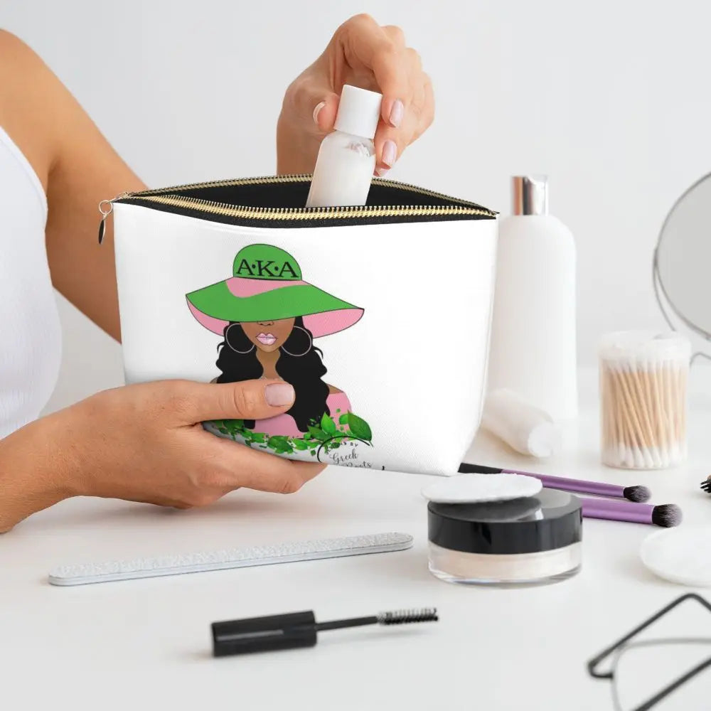 AKA Sorority 5 Women Cosmetic Bag Travel Makeup Organizer Pouch Toiletry Storage Dopp Kit Box by Passport Outfitters