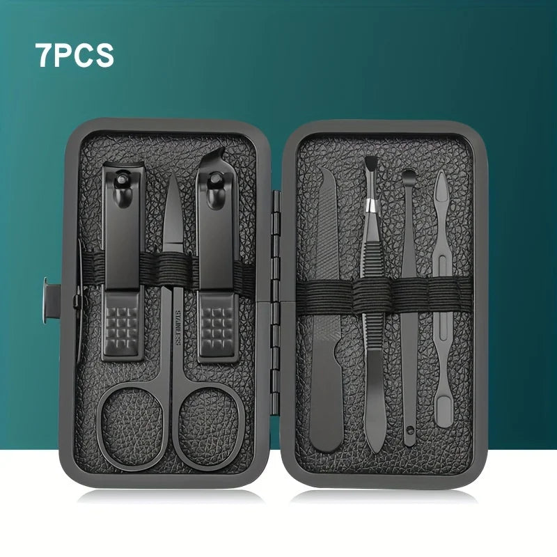 Ouriner All-in-One Travel Grooming & Nail Clipper Kit (Matte Black Stainless Steel) by Passport Outfitters