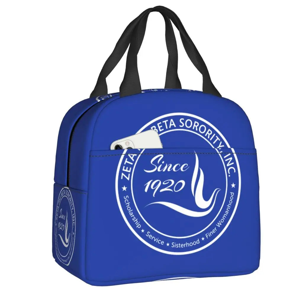 Custom Zeta Phi Beta Sorority Logo Lunch Bag Women Greek Letter 1920 Cooler Warm Insulated Lunch Box for Children School by Passport Outfitters