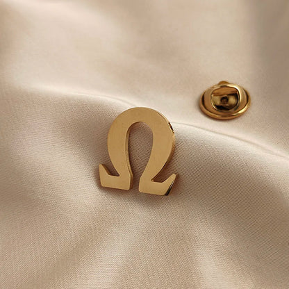 Stainless steel Ohm symbol fashion men's brooch, fashion suit accessories by Passport Outfitters