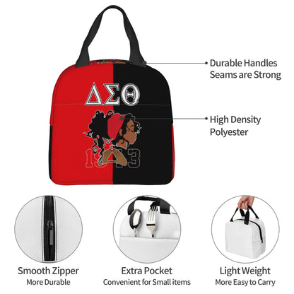 Deltas Sigmas Thetas 1913 DST Sorority Insulated Lunch Tote Bag for Women Portable Cooler Thermal Bento Box Work School Travel by Passport Outfitters