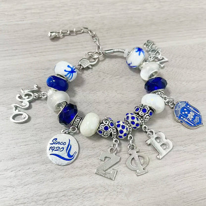 New arrival enamel metal Greek letter society ZETA PHI BETA sorority jewelry pendant bracelet by Passport Outfitters
