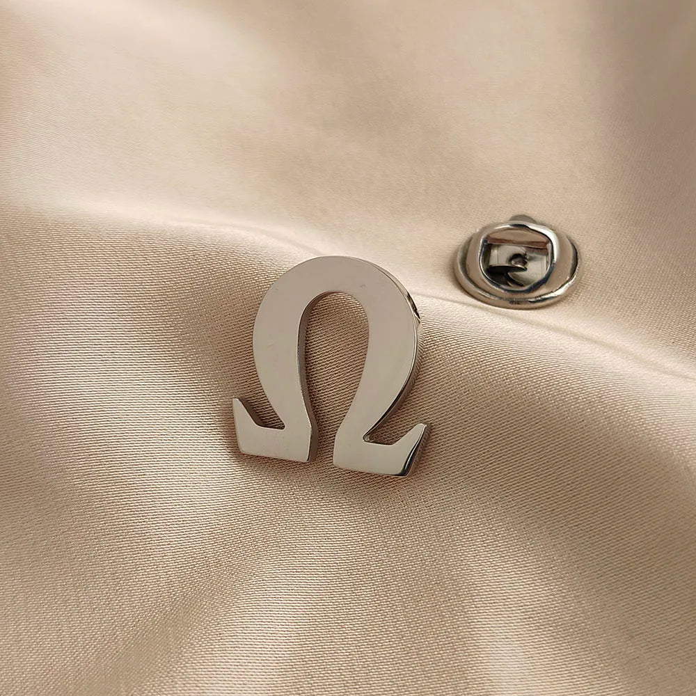 Stainless steel Ohm symbol fashion men's brooch, fashion suit accessories by Passport Outfitters