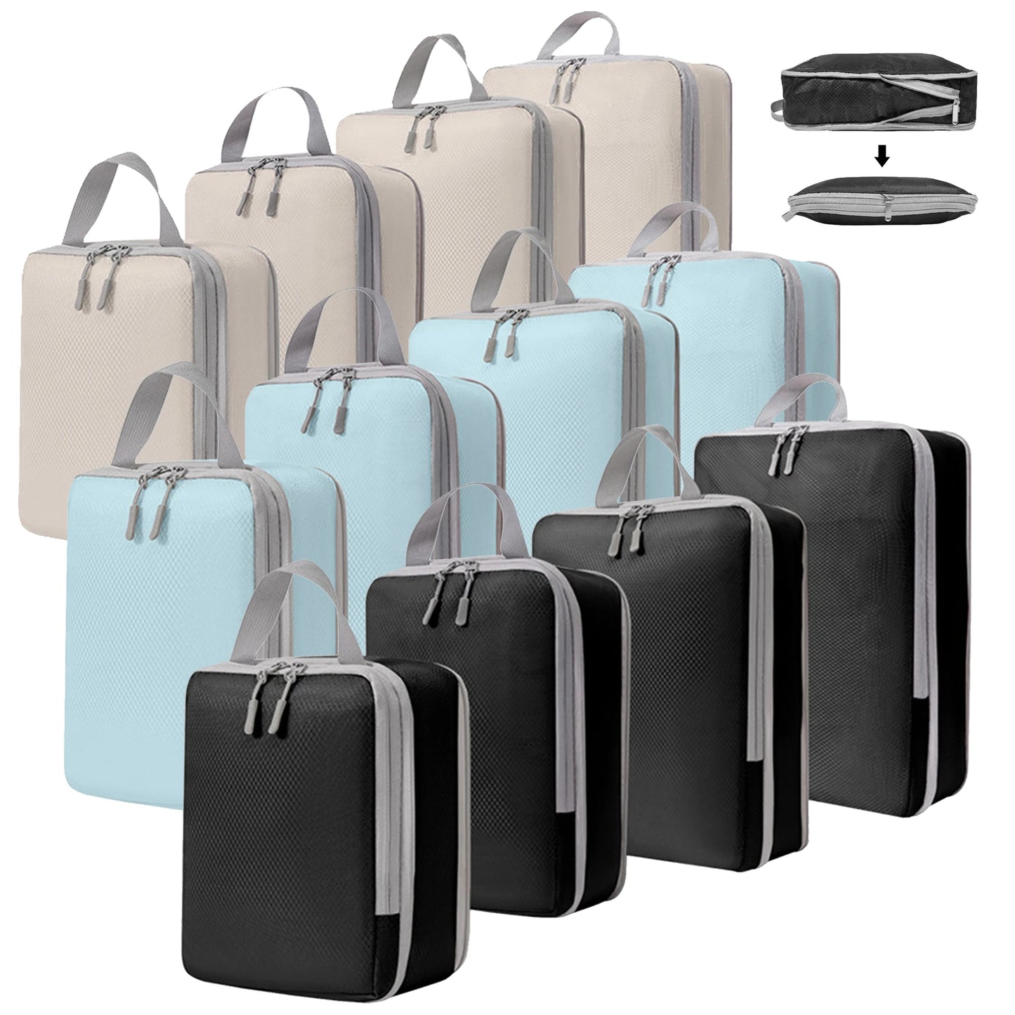 4pcs Large Capacity Travel Compression Packing Cubes Bag Portable Waterproof Suitcase Clothes Organizers For Travel Home Storage