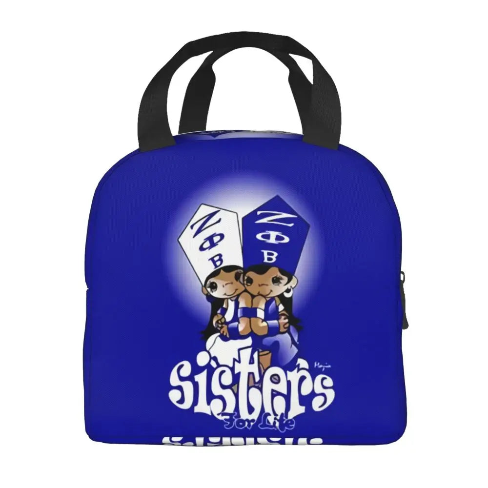 Custom Zeta Phi Beta Sorority Logo Lunch Bag Women Greek Letter 1920 Cooler Warm Insulated Lunch Box for Children School by Passport Outfitters