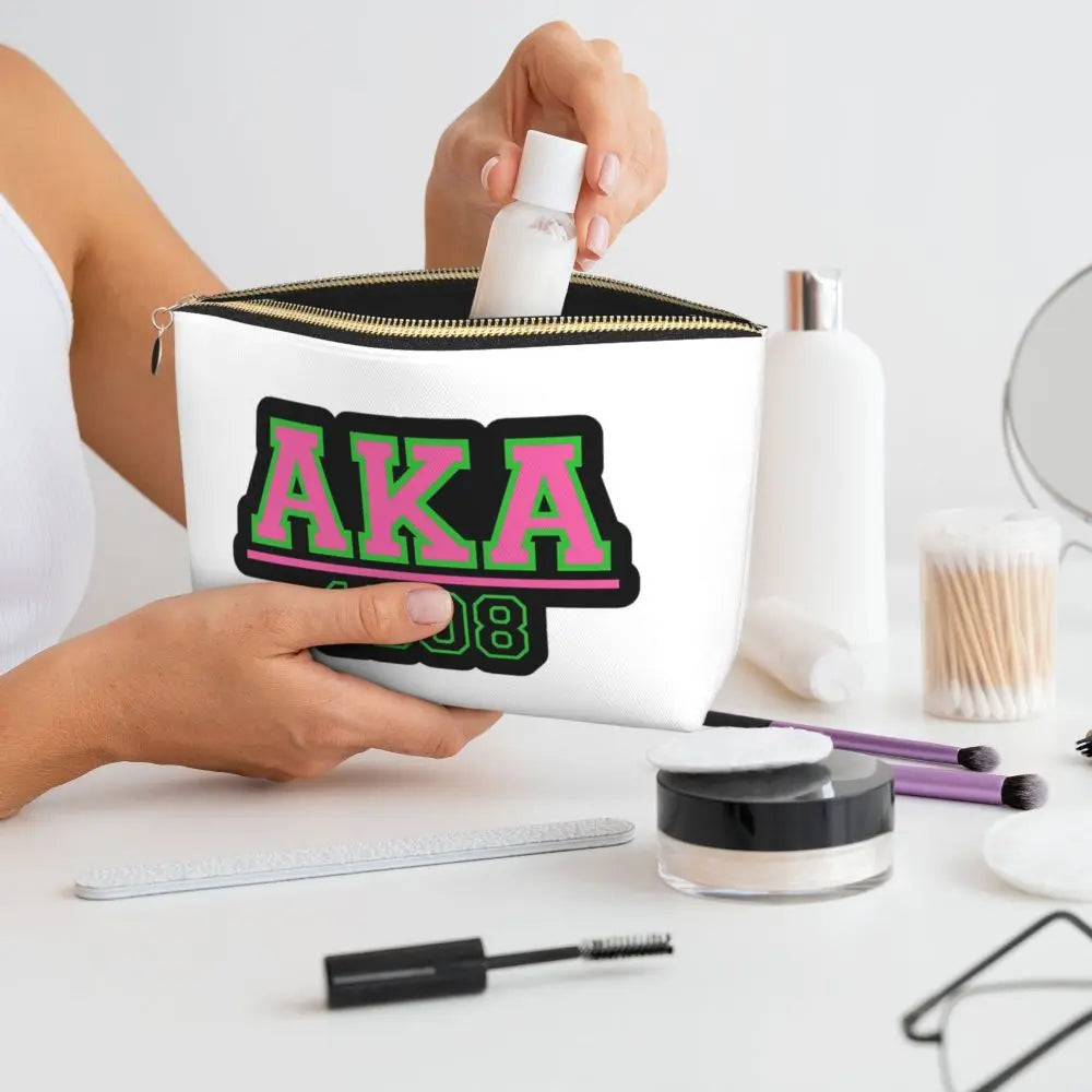 AKA Sorority 5 Women Cosmetic Bag Travel Makeup Organizer Pouch Toiletry Storage Dopp Kit Box by Passport Outfitters