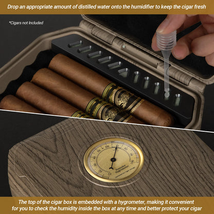 AWOTE Travel Cigar Humidor with Cigar Lighter, Cedar Wood, V Cut Cutter, Portable Cigar Humidor with Humidifier & Hygrometer by Passport Outfitters