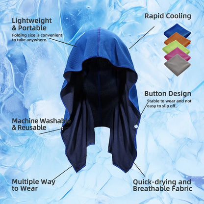 Cooling Hoodie Towel- Hood Towel, Evaporative Cool Technology, Cools Instantly When Wet, , Great for Sports, Fitness, Gym by Passport Outfitters