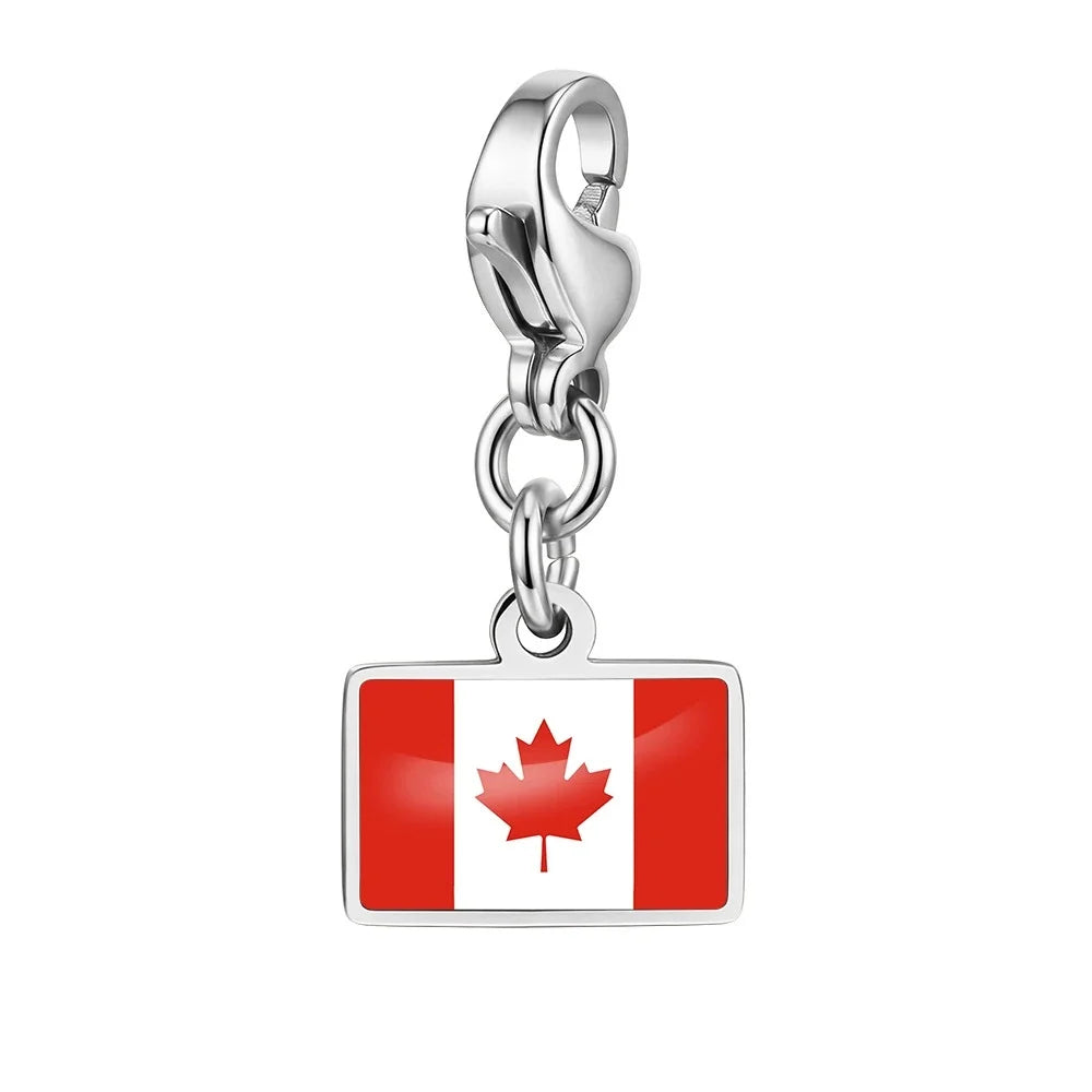 10mm Country Flag Charms Pendant Necklace Bracelet Keychain Bagchain Stainless Steel Jewelry A Commemorative Gift For A Friend by Passport Outfitters