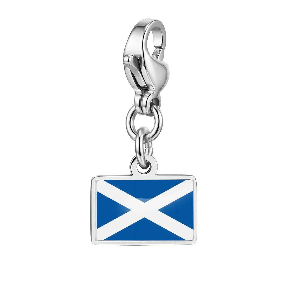 10mm Country Flag Charms Pendant Necklace Bracelet Keychain Bagchain Stainless Steel Jewelry A Commemorative Gift For A Friend by Passport Outfitters