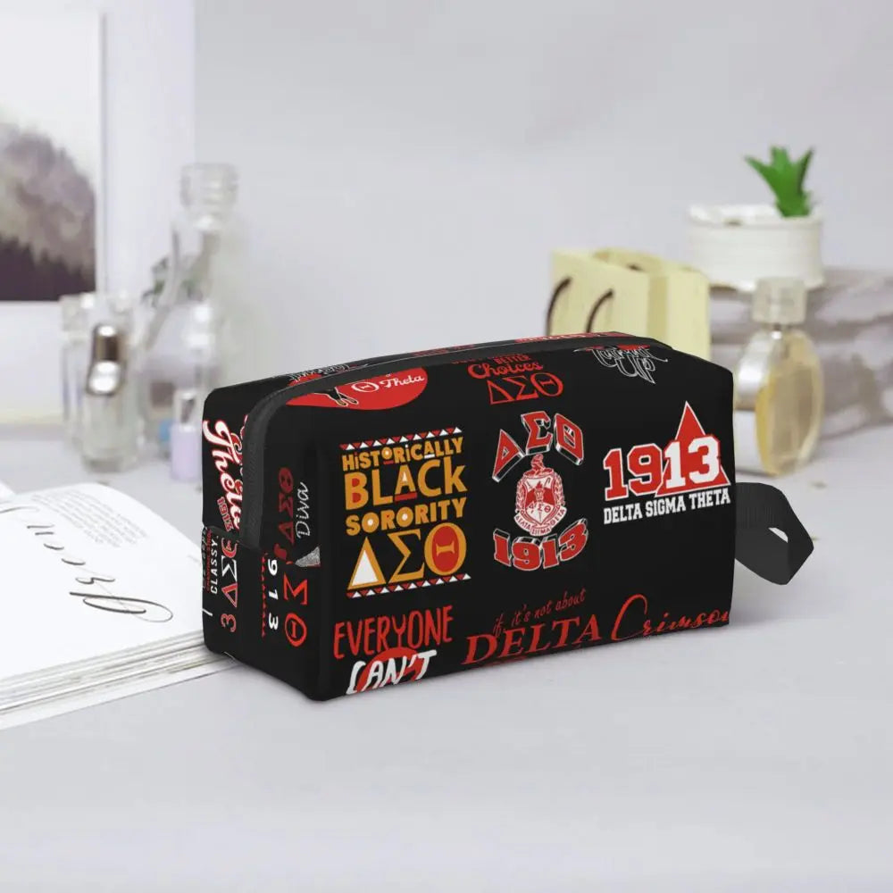 Delta Sigma Theta Sorority Gifts Makeup Bag Cosmetic Organizer Storage Dopp Kit Toiletry Cosmetic Bag for Women Beauty Travel by Passport Outfitters