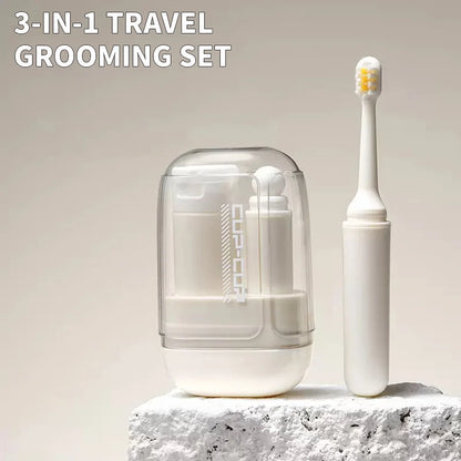 Travel toiletries set -3-in-1 convenient mouthwash cup, toothbrush, toothpaste storage box - essential for business trips by Passport Outfitters