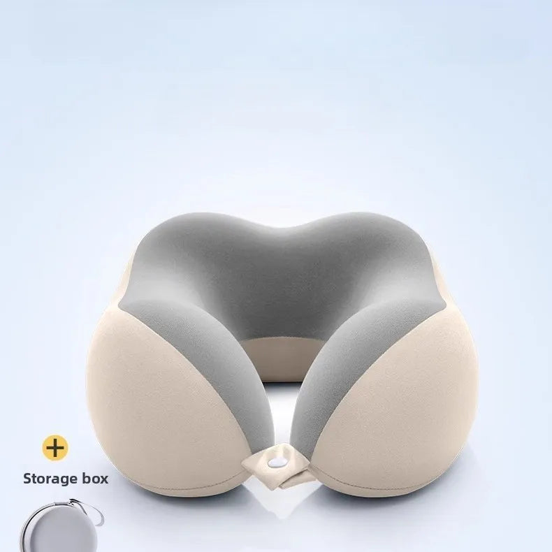 Comfortable U-shaped neck pillow with storage bag – ideal for travel, napping, and office use by Passport Outfitters