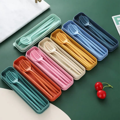 4Pcs Portable Travel Cutlery Sets With Box Chopsticks - Passport Outfitters Apparel 