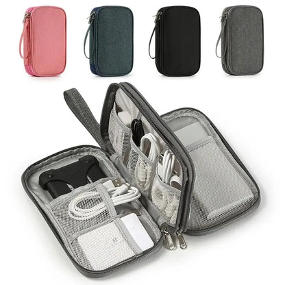 1pc Pink/Grey/Black/Navy Travel Portable Digital Product Storage Bag USB Data Cable Organizer Headset Charging Treasure Box Bag by Passport Outfitters