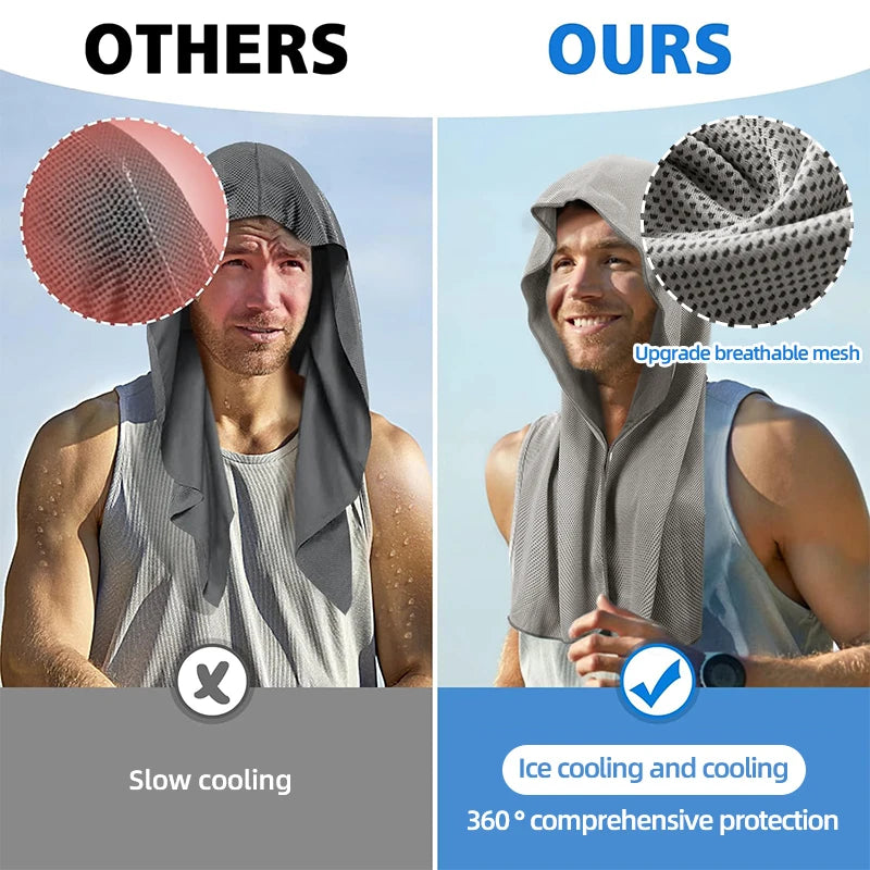 Cooling Hoodie Towel- Hood Towel, Evaporative Cool Technology, Cools Instantly When Wet, , Great for Sports, Fitness, Gym by Passport Outfitters