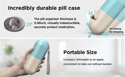 Pill Splitters Cute Weekly Pill Organizer BPA Free Travel Hiking 7 Day Pill Box Case To Hold Pills Vitamins Fish Oil Supplements by Passport Outfitters