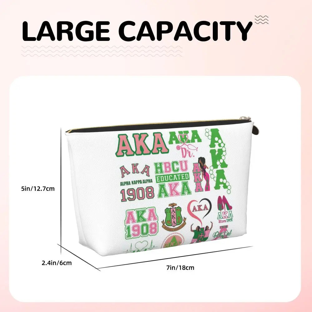 AKA Sorority 10 Women Cosmetic Bags Travel Makeup Organizer Pouch Toiletry Storage Dopp Kit Case by Passport Outfitters