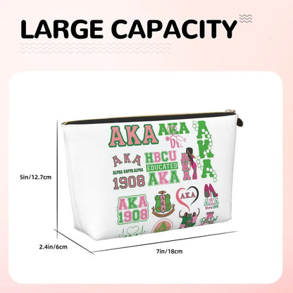 AKA Sorority 10 Women Cosmetic Bags Travel Makeup Organizer Pouch Toiletry Storage Dopp Kit Case by Passport Outfitters