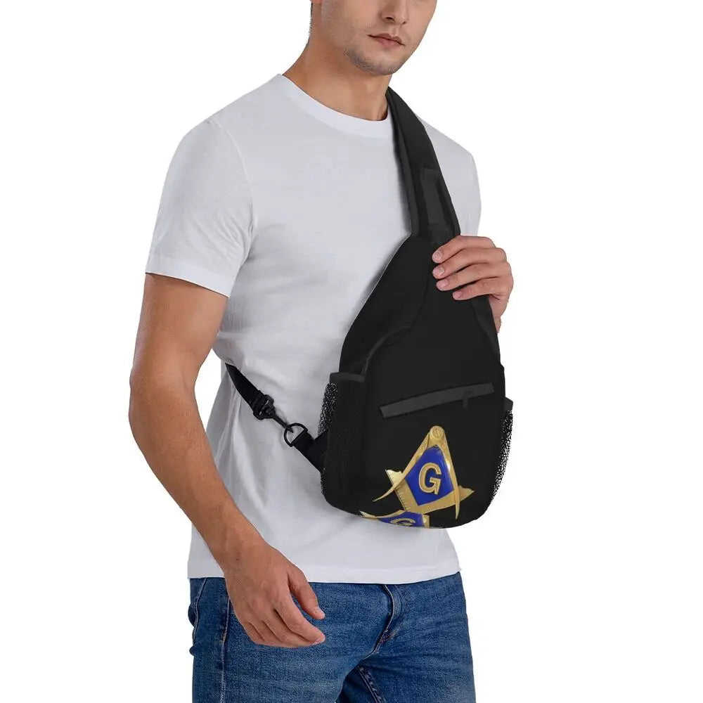 Casual Freemason Sling Bag for Travel Hiking Men Mason Masonic Crossbody Chest Backpack Shoulder Daypack by Passport Outfitters