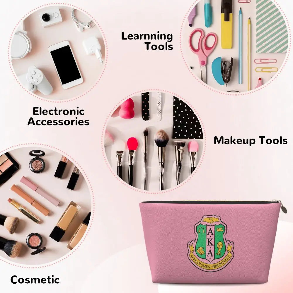 AKA Sorority 10 Women Cosmetic Bags Travel Makeup Organizer Pouch Toiletry Storage Dopp Kit Case by Passport Outfitters