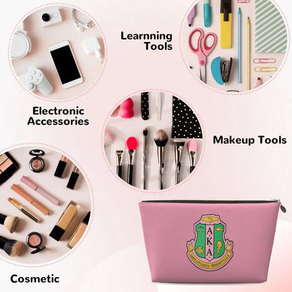AKA Sorority 10 Women Cosmetic Bags Travel Makeup Organizer Pouch Toiletry Storage Dopp Kit Case by Passport Outfitters