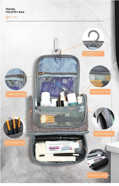 New Portable Toiletry Washbag with Hanging Hook Men Makeup Bag Wash Toiletry Travel Organizer Women Cosmetic Storage Bag by Passport Outfitters