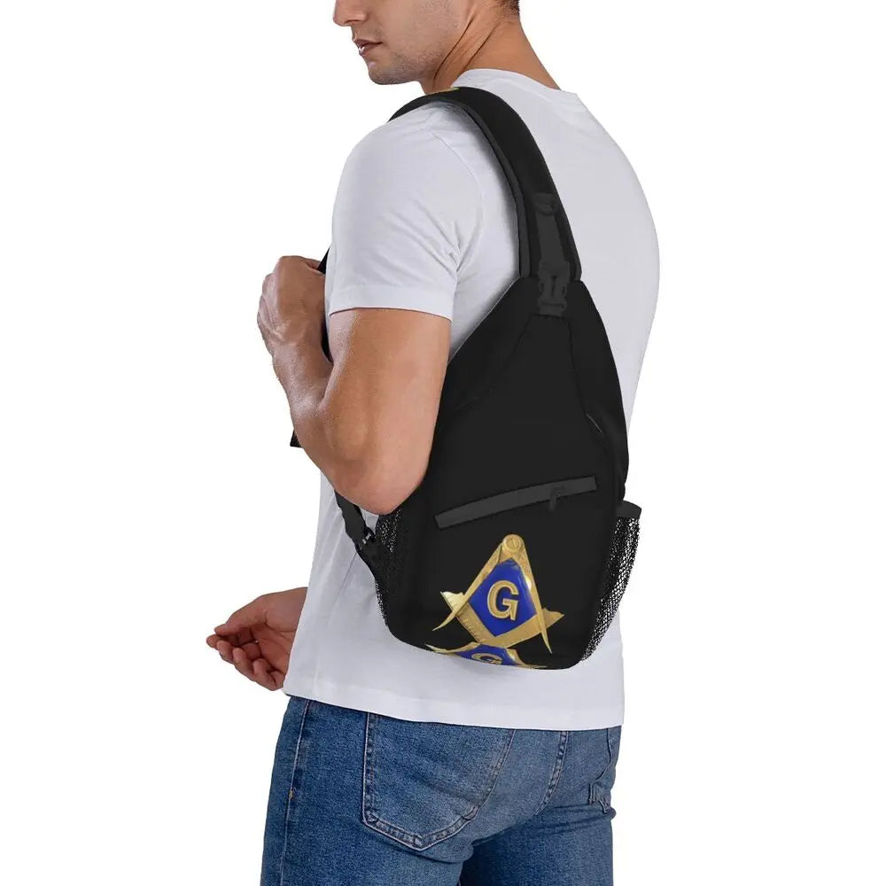 Casual Freemason Sling Bag for Travel Hiking Men Mason Masonic Crossbody Chest Backpack Shoulder Daypack by Passport Outfitters