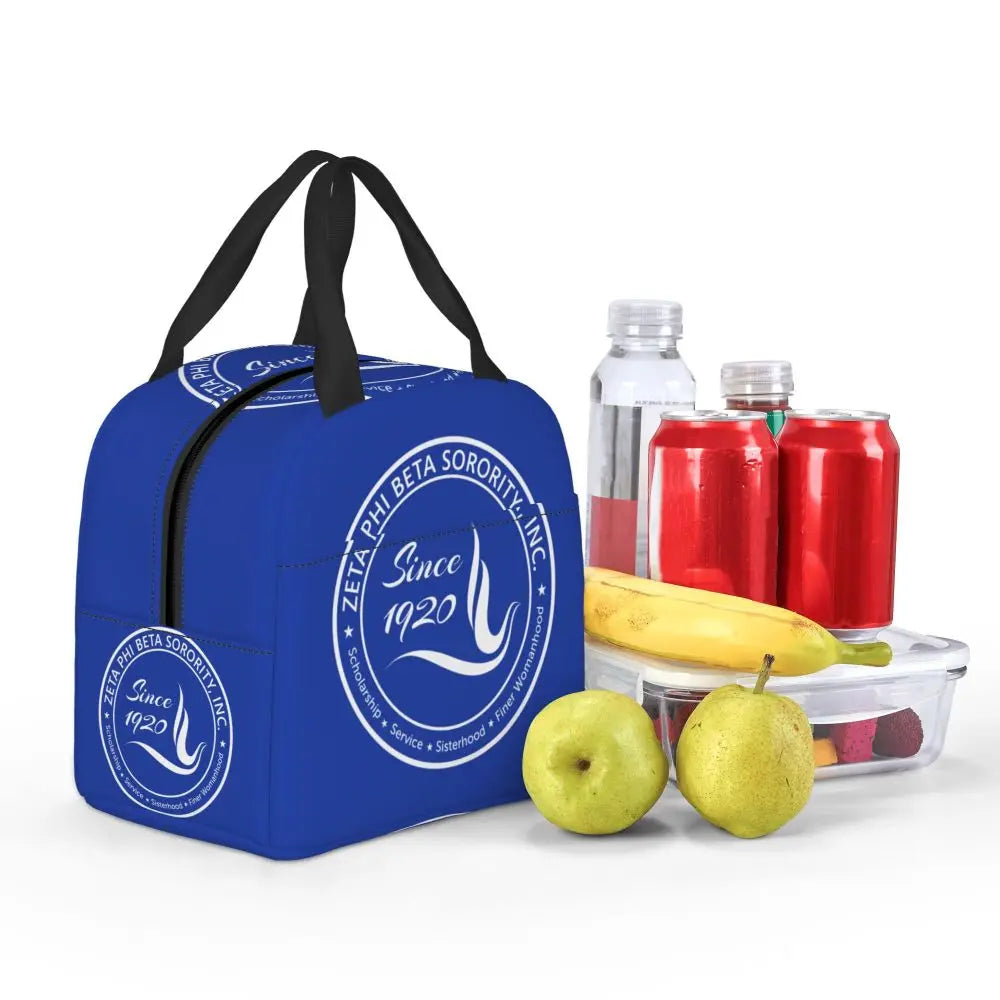 Custom Zeta Phi Beta Sorority Logo Lunch Bag Women Greek Letter 1920 Cooler Warm Insulated Lunch Box for Children School by Passport Outfitters