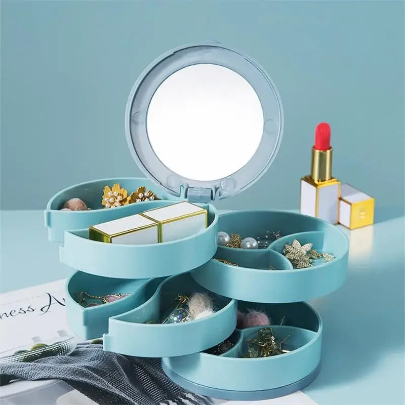 1pc Blue/Pink Jewelry Stand Holder Display Tray Jewelry Storage Box Multilayer Rotating Plastic Stand Earring Ring Box Cosmetics by Passport Outfitters