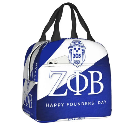 Custom Zeta Phi Beta Sorority Logo Lunch Bag Women Greek Letter 1920 Cooler Warm Insulated Lunch Box for Children School by Passport Outfitters