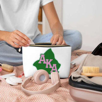 AKA Sorority 5 Women Cosmetic Bag Travel Makeup Organizer Pouch Toiletry Storage Dopp Kit Box by Passport Outfitters