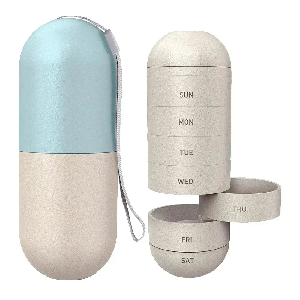Pill Splitters Cute Weekly Pill Organizer BPA Free Travel Hiking 7 Day Pill Box Case To Hold Pills Vitamins Fish Oil Supplements by Passport Outfitters